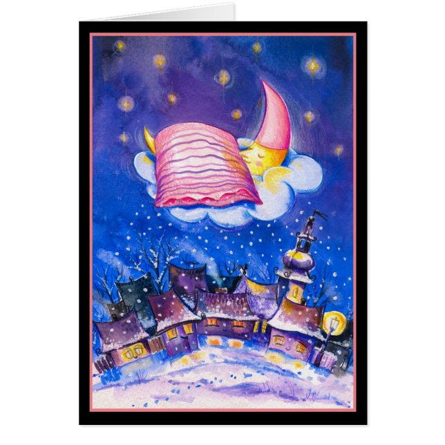 Sleeping Moon Winter Card (Front)