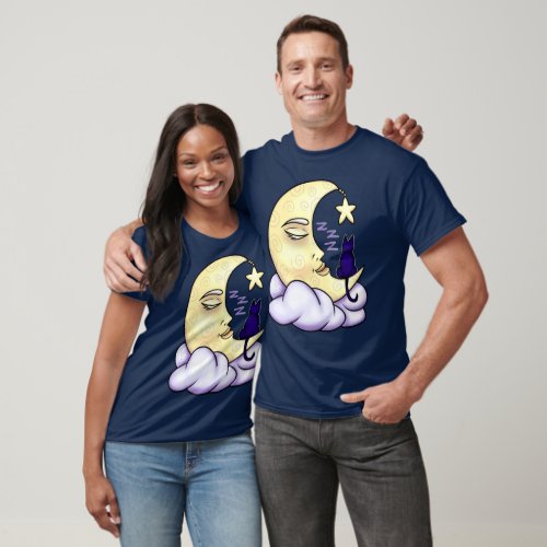 Sleeping Moon with Cat T_Shirt