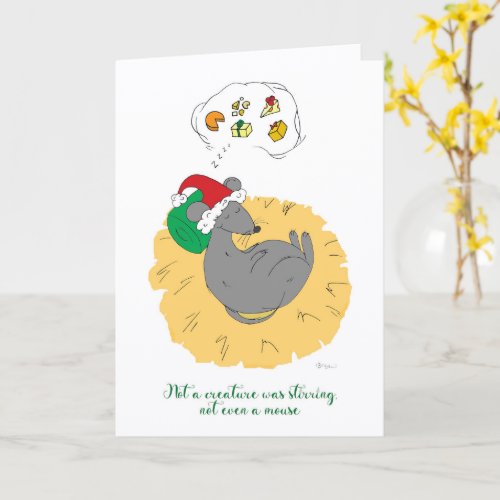 Sleeping Mouse Christmas Card Cute Holiday