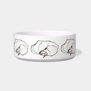 Sleeping Napping Cat Ink Drawing Ceramic Pet Bowl