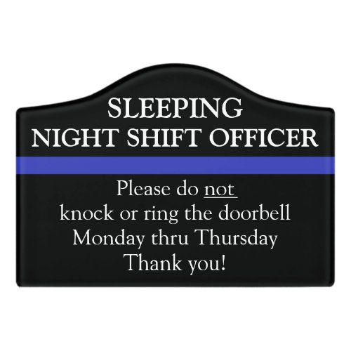 Sleeping Night Shift Officer Customizable Door Sign