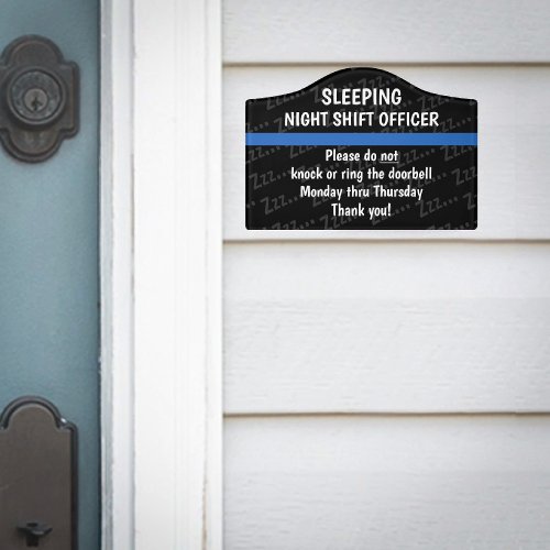 Sleeping Night Shift Officer Door Sign