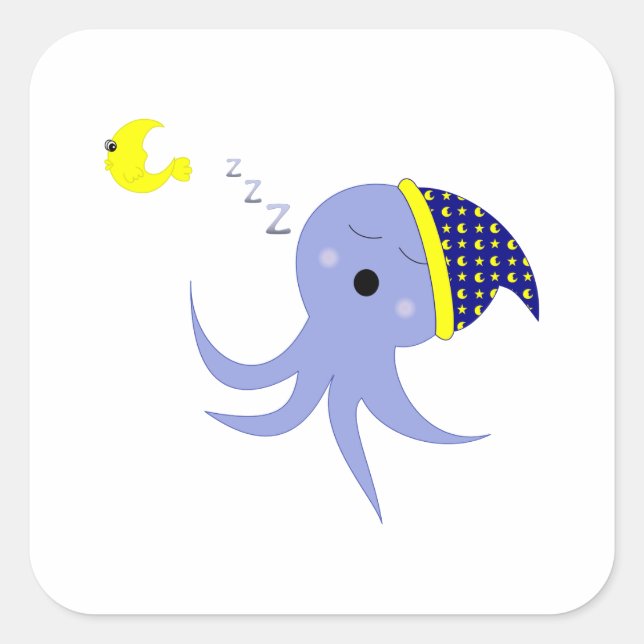 Sleeping Octopus Square Sticker (Front)
