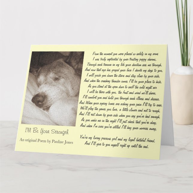 sleeping old akita dog animal sympathy poem big card (Front)