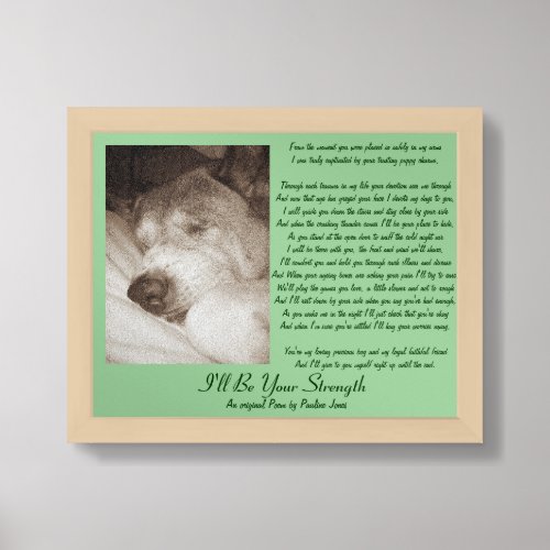 sleeping old akita dog animal sympathy poem framed art