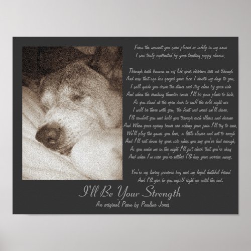 sleeping old akita dog animal sympathy poem poster