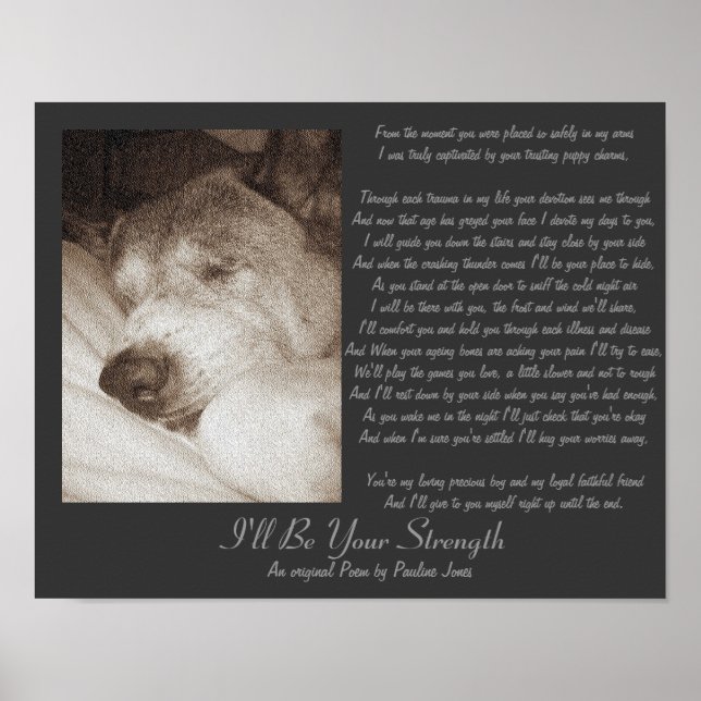 sleeping old akita dog animal sympathy poem poster (Front)
