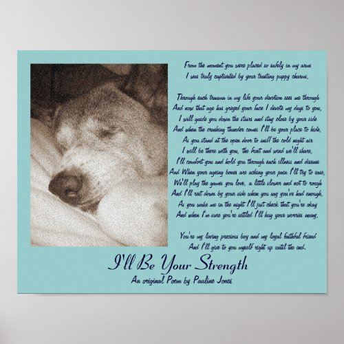 sleeping old akita dog animal sympathy poem poster
