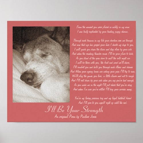 sleeping old akita dog animal sympathy poem poster