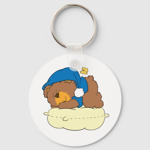 sleeping on pillow cute teddy bear design keychain