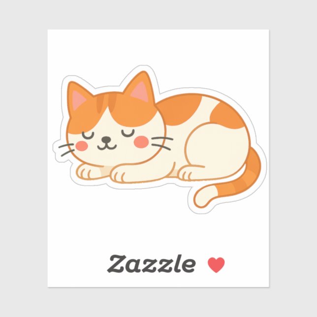 Sleeping Orange and White Cat – Cute Cartoon Style Sticker (Sheet)