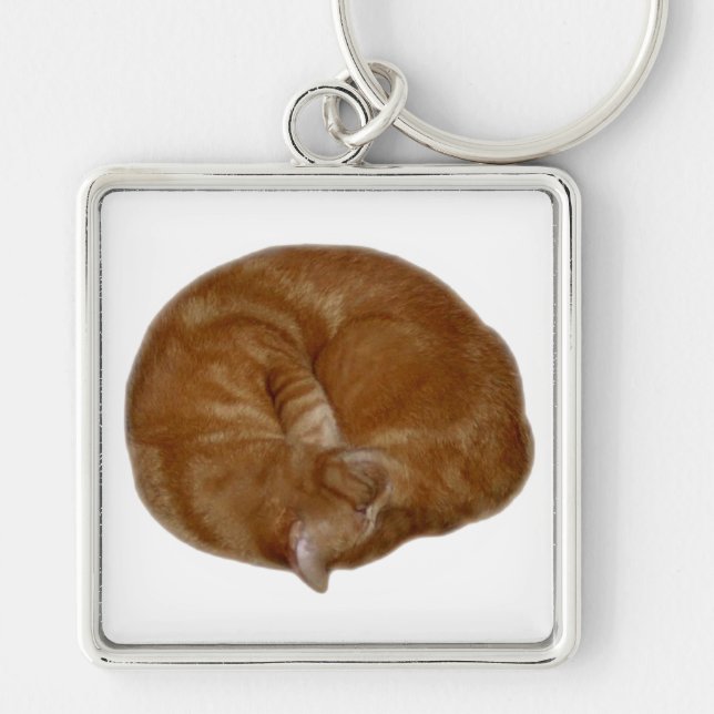 Sleeping Orange Cat Keychain (Front)