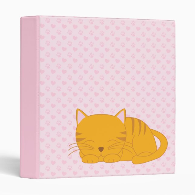 Sleeping Orange Tabby Cat 3 Ring Binder (Front/Spine)