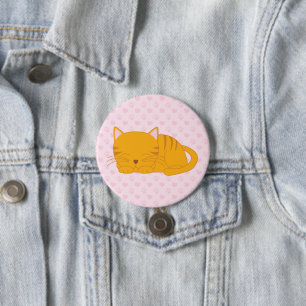Sleeping Orange Tabby Cat Button
