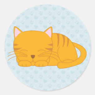 Sleeping Orange Tabby Cat Classic Round Sticker