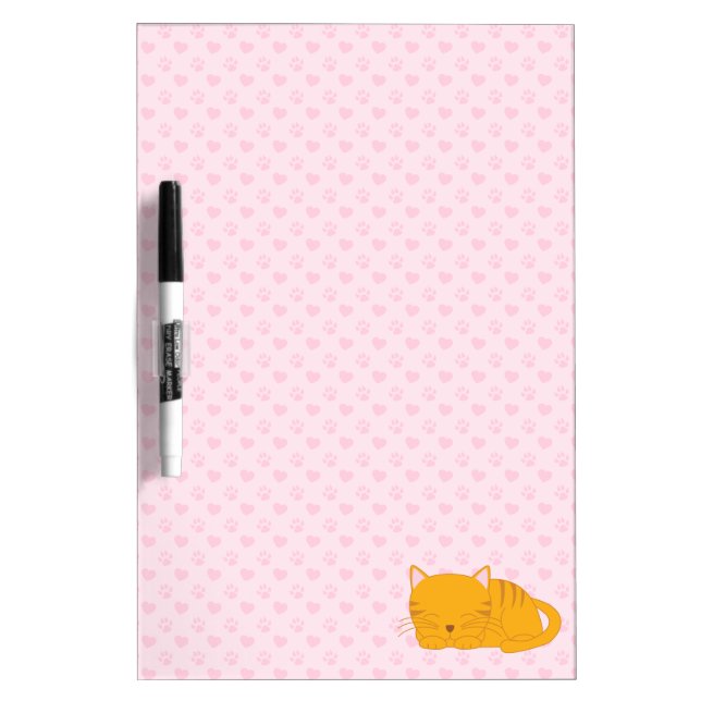 Sleeping Orange Tabby Cat Dry Erase Board (Front)