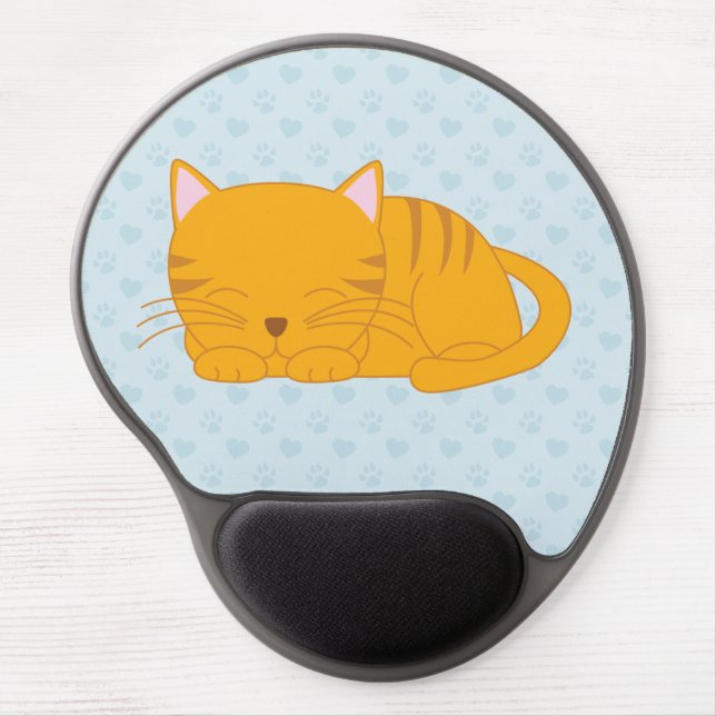 Sleeping Orange Tabby Cat Gel Mouse Pad (Front)