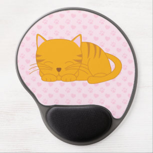Sleeping Orange Tabby Cat Gel Mouse Pad