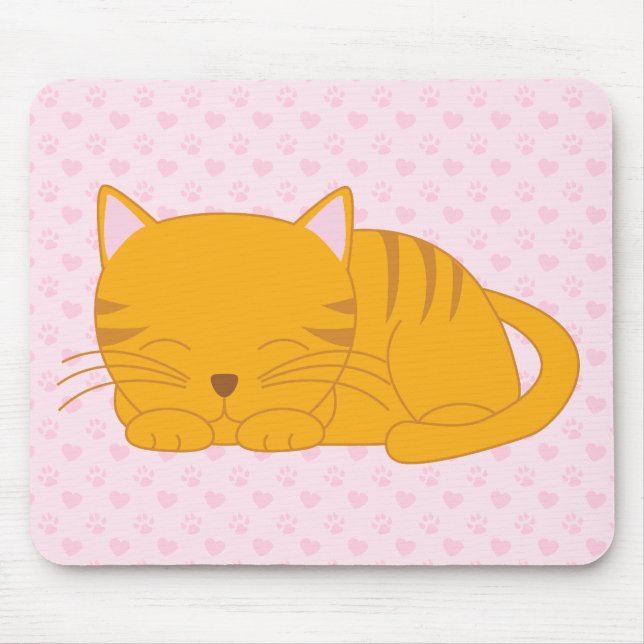 Sleeping Orange Tabby Cat Mouse Pad (Front)