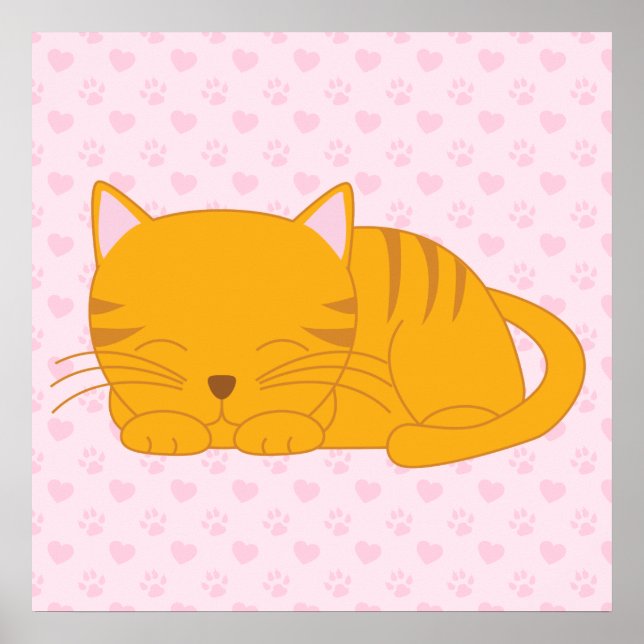 Sleeping Orange Tabby Cat Poster (Front)