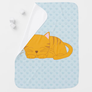 Sleeping Orange Tabby Cat Receiving Blanket
