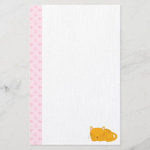 Sleeping Orange Tabby Cat Stationery