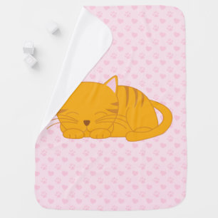 Sleeping Orange Tabby Cat Stroller Blanket