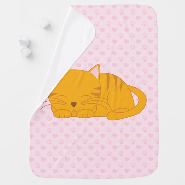 Sleeping Orange Tabby Cat Stroller Blanket (In Situ)