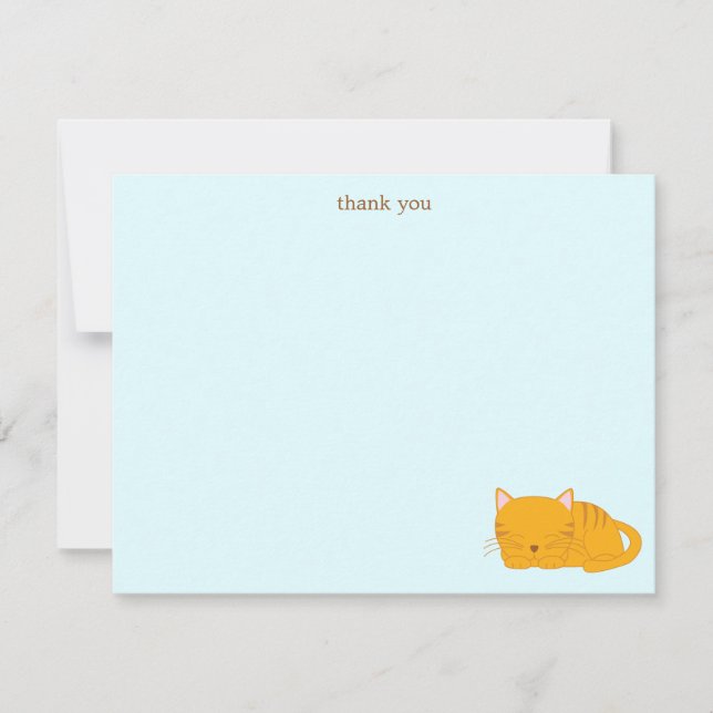 Sleeping Orange Tabby Cat Thank You Card (Front)