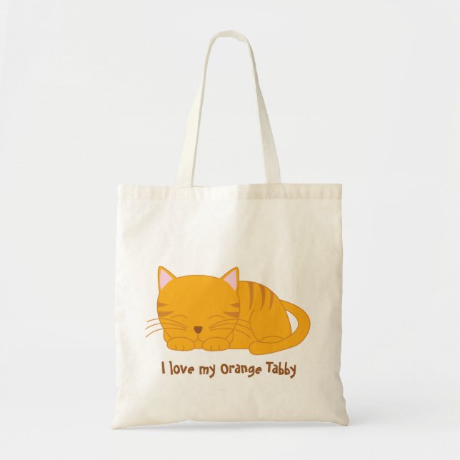 Sleeping Orange Tabby Cat Tote Bag (Front)