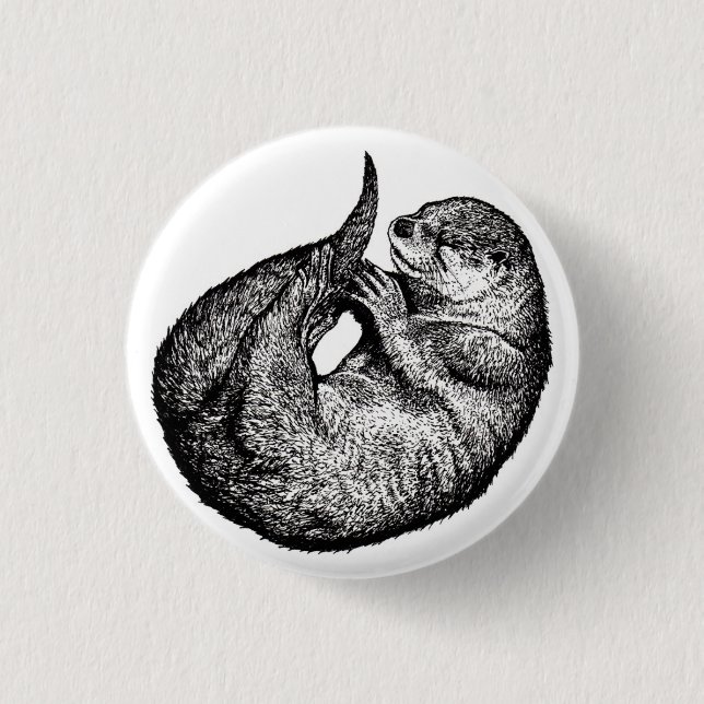 sleeping otter pinback button (Front)