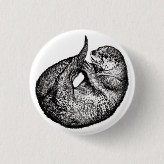 sleeping otter pinback button