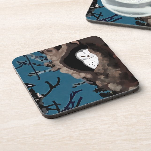Sleeping Owl Beverage Coaster (Left Side)