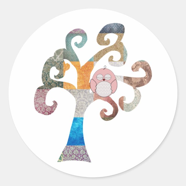 Sleeping Owl Classic Round Sticker (Front)