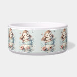 Sleeping Owl in Stacked Floral Teacups Bowl<br><div class="desc">A dreamy woodland scene unfolds in this enchanting artwork featuring a slumbering baby owl nestled peacefully inside a trio of vintage floral teacups. Surrounded by delicate butterflies, soft greenery, and romantic pastel blooms, the piece evokes a whimsical, cottagecore charm. The gentle blush tones, creamy whites, and powder blues create a...</div>