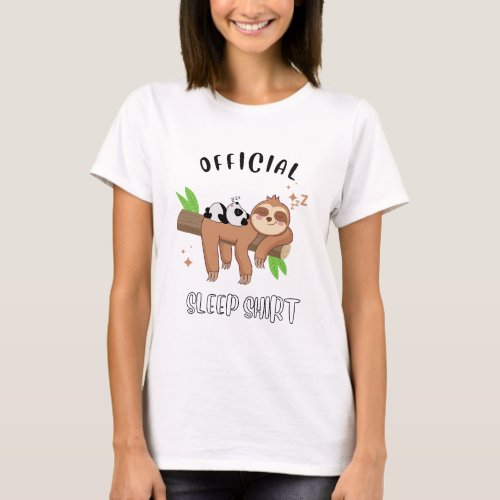 sleeping pair of panda and sloth T_Shirt