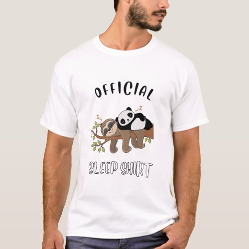  Sleeping panda and sloth T_Shirt