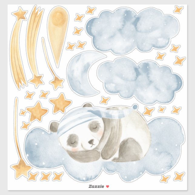 Sleeping Panda Bear Childs Bedroom Set of Wall Sticker (Sheet)