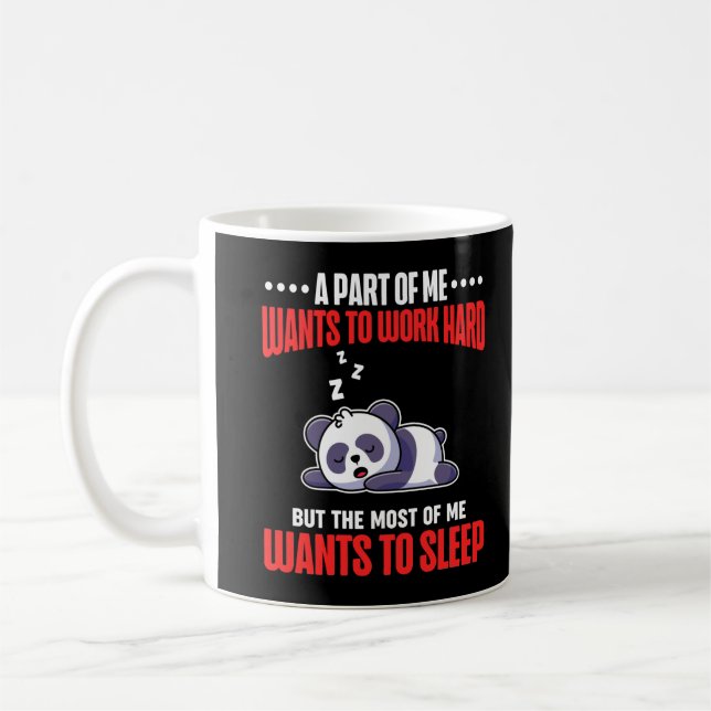 Sleeping Panda Funny Tired Worker Coffee Mug (Left)