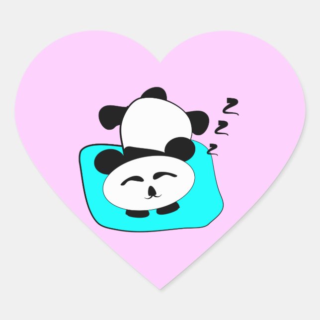 Sleeping Panda Heart Sticker (Front)