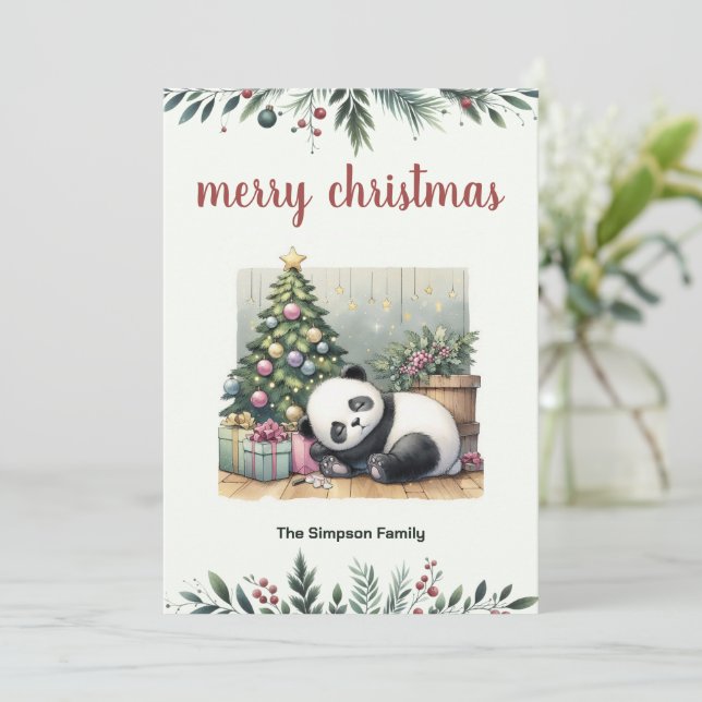 Sleeping panda holiday card (Standing Front)