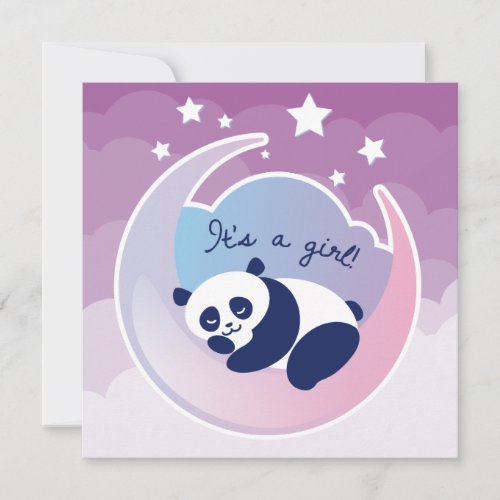 Sleeping Panda its a girl birth announcement