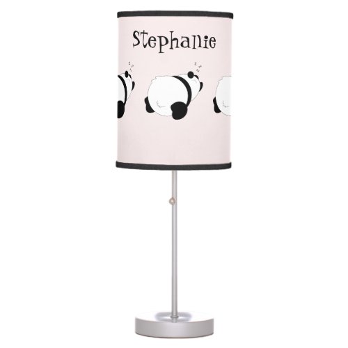 Sleeping Panda Personalized Pink Table Lamp
