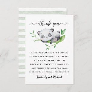 Sleeping Panda Watercolor Birthday Baby Shower Thank You Card