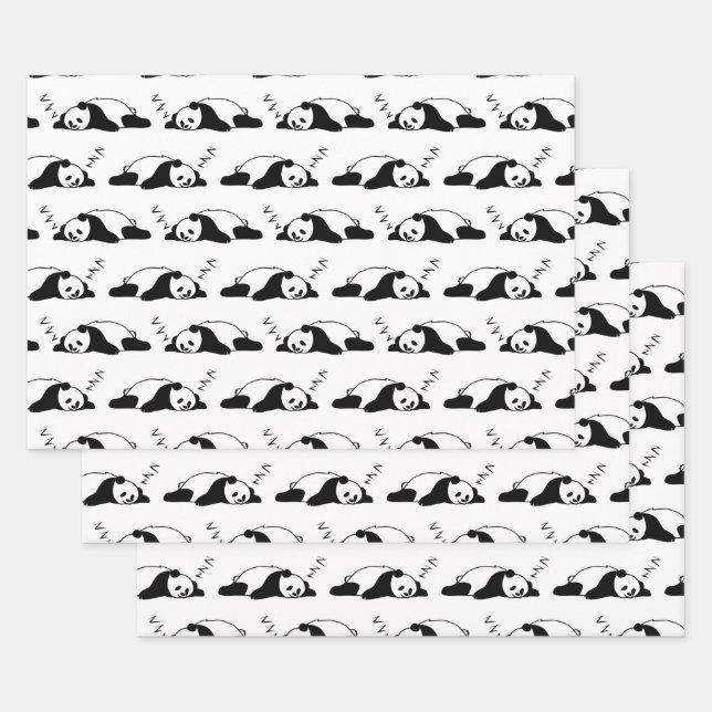 Sleeping Panda ZZZ Bear Lover Lazy Nap Animals Wrapping Paper Sheets (Set)