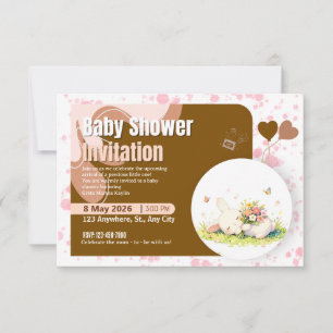 Sleeping Pastel Bunny Baby Shower Invitation