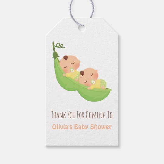 Sleeping Peas In A Pod Twin Baby Shower Gift Tags Zazzlecom