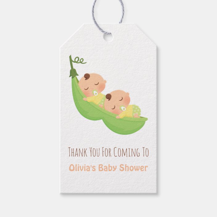 Sleeping Peas In A Pod Twin Baby Shower Gift Tags Zazzle Com