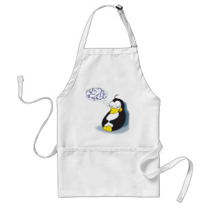 sleeping penguin dreaming about fish apron