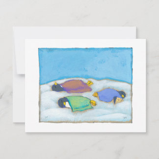 Sleeping penguins original painting slumber party invitation
